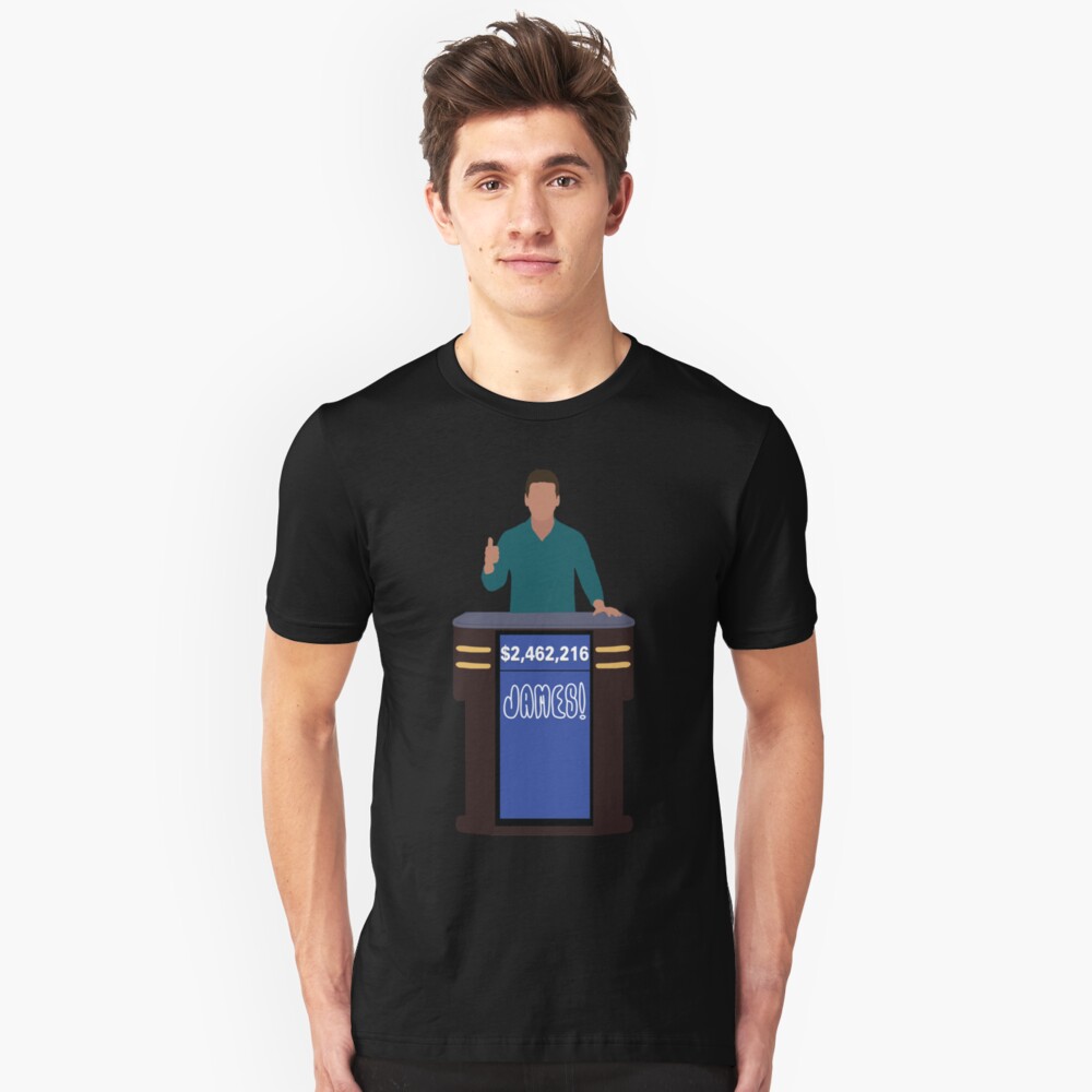 Heroes of Quiz Shows: James! Holzhauer at the Podium (new shirt) Slim Fit T-Shirt