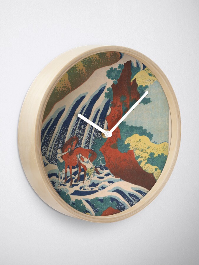 Alternate view of Yoshino Waterfalls Where Yoshitsune Washed his Horse by Katsushika Hokusai Clock