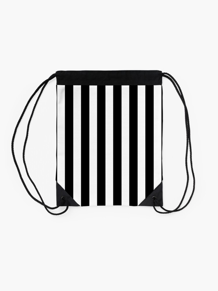 Alternate view of Classic Black and White Football / Soccer Referee Stripes Drawstring Bag
