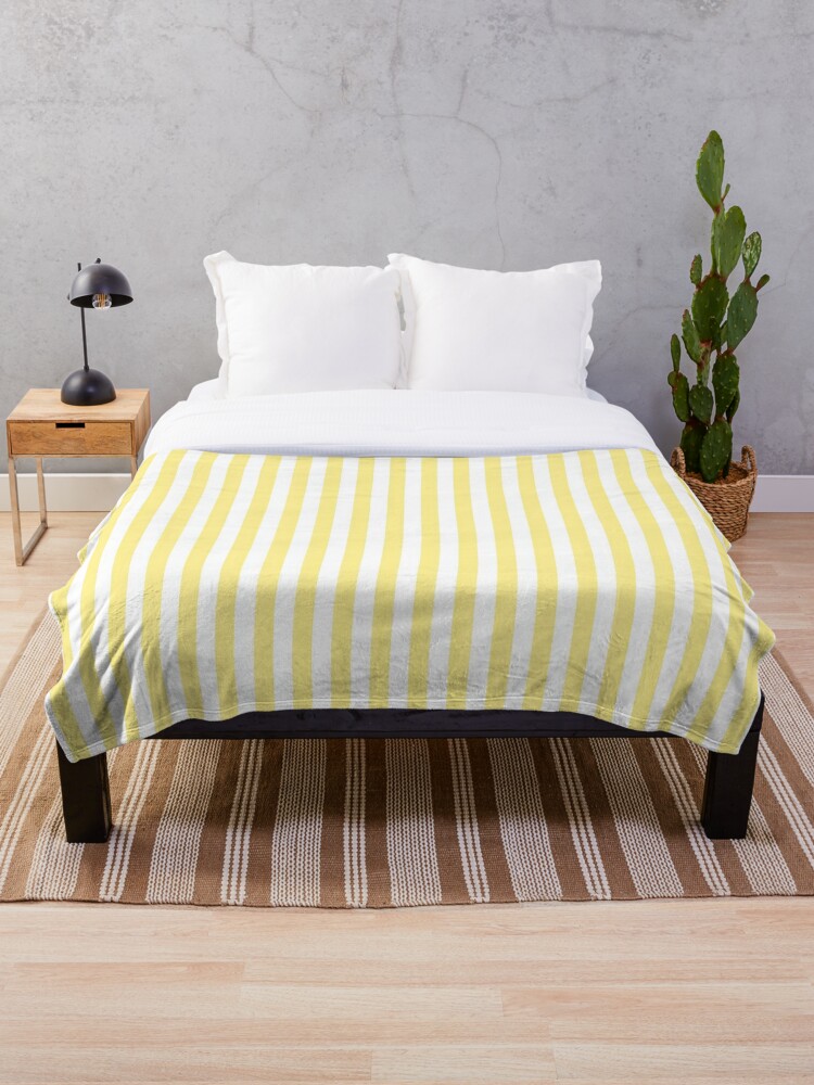 Buttermilk Yellow And White Large Vertical Cabana Tent Stripe
