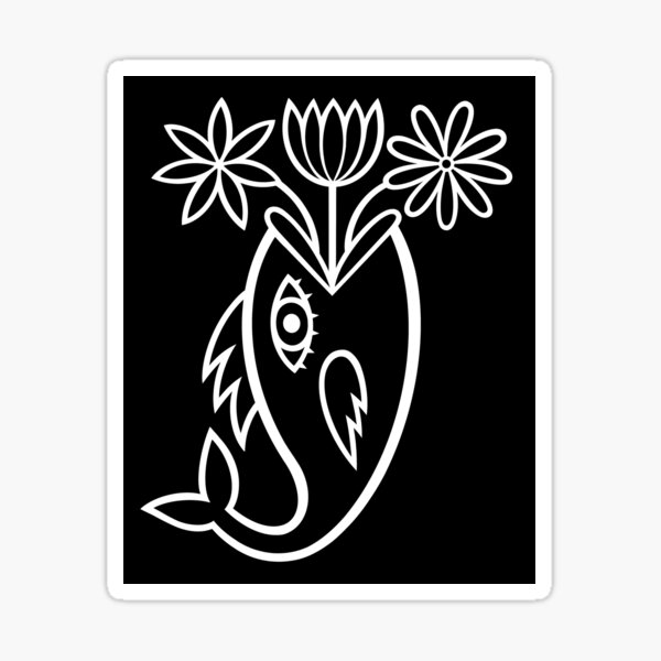 Vista previa del artículo con la obra «Diseño original de vómito de flor de pez (invertido / negativo B / N)», diseñado y vendido por wariana.