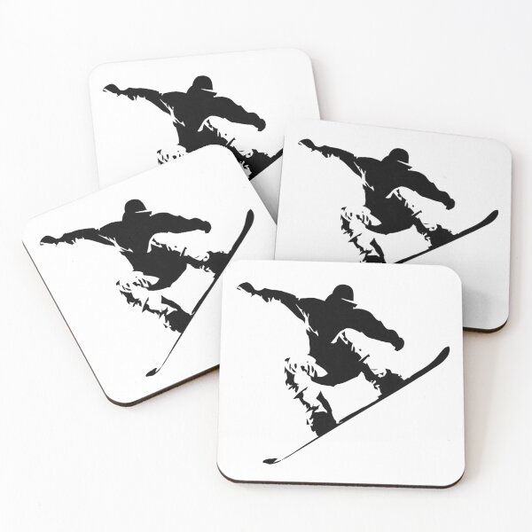 Item preview, Snowboarding Black on White Abstract Snow Boarder designed and sold by podartist.