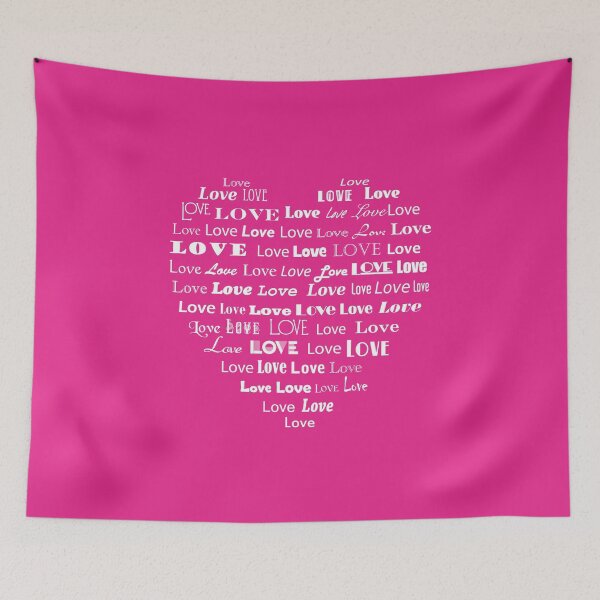 Item preview, Heart Shaped Word Cloud, White on Fuchsia Pink designed and sold by Marymarice.