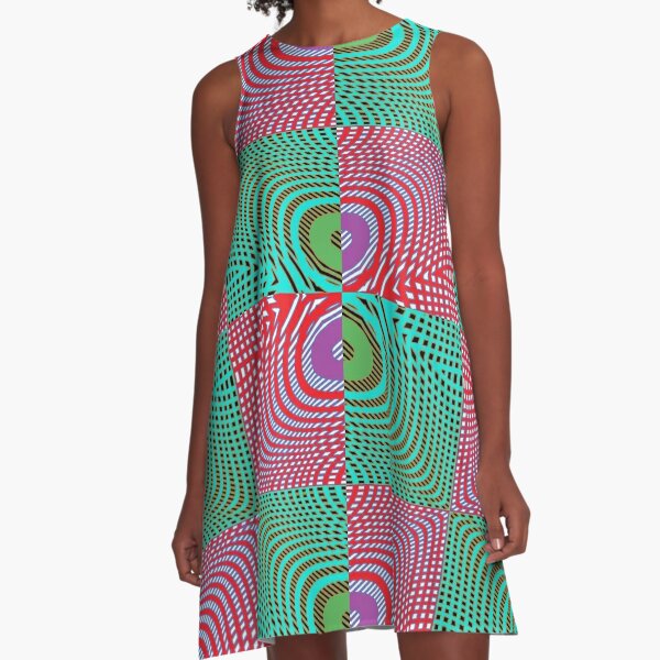 #Pattern, #illusion, #tile, #art, repetition, abstract, design, decoration, mosaic A-Line Dress