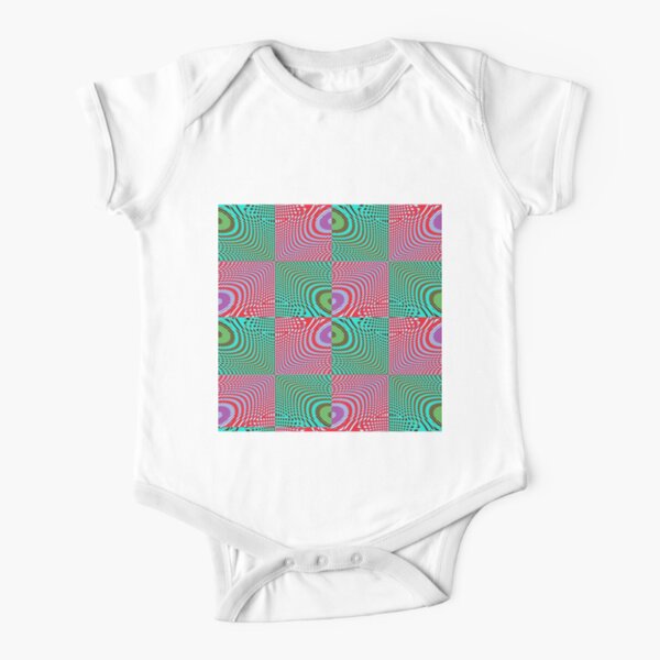#Pattern, #illusion, #tile, #art, repetition, abstract, design, decoration, mosaic Short Sleeve Baby One-Piece