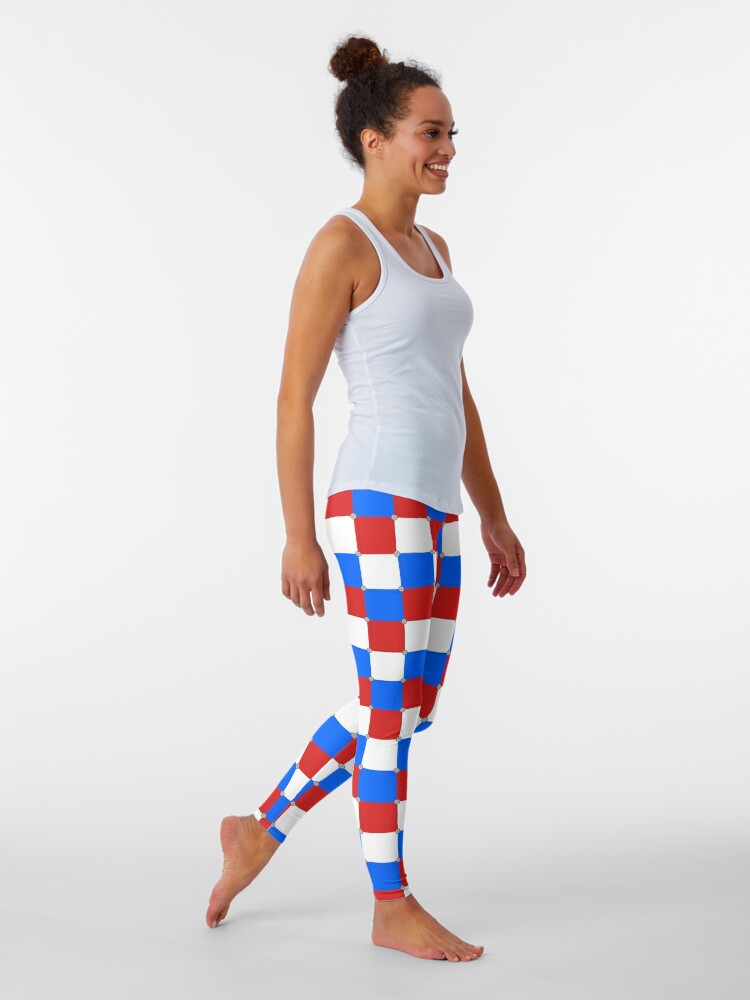 Red White and Blue Checkered Pattern Leggings for Sale by TMBTM