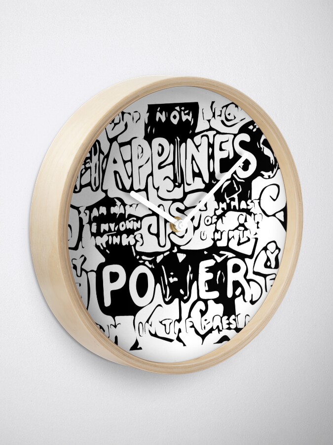 Alternate view of Happiness is Power v2 - Black and Transparent Clock