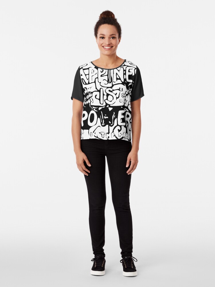 Alternate view of Happiness is Power v2 - Black and Transparent Chiffon Top