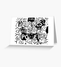 Happiness is Power v2 - Black and Transparent Greeting Card