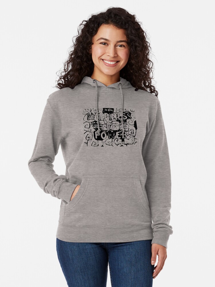 Alternate view of Happiness is Power v2 - Black and Transparent Lightweight Hoodie