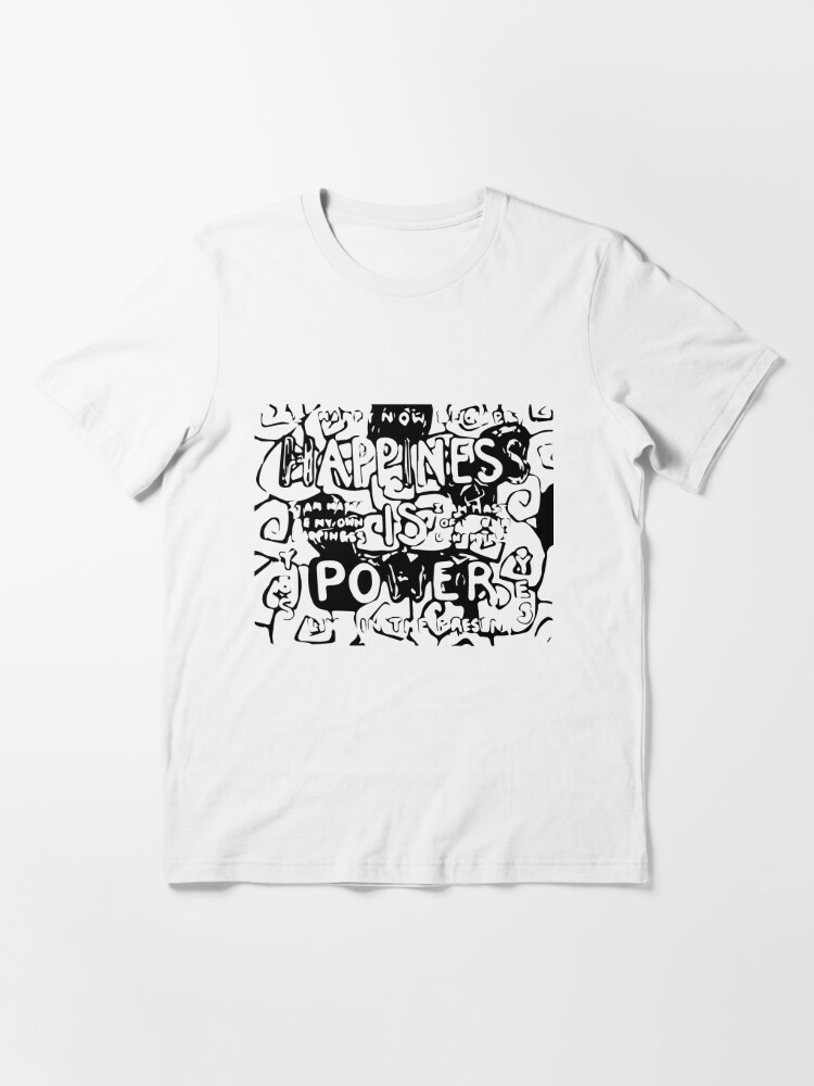 Essential T-Shirt, Happiness is Power v2 - Black and Transparent designed and sold by William Pate
