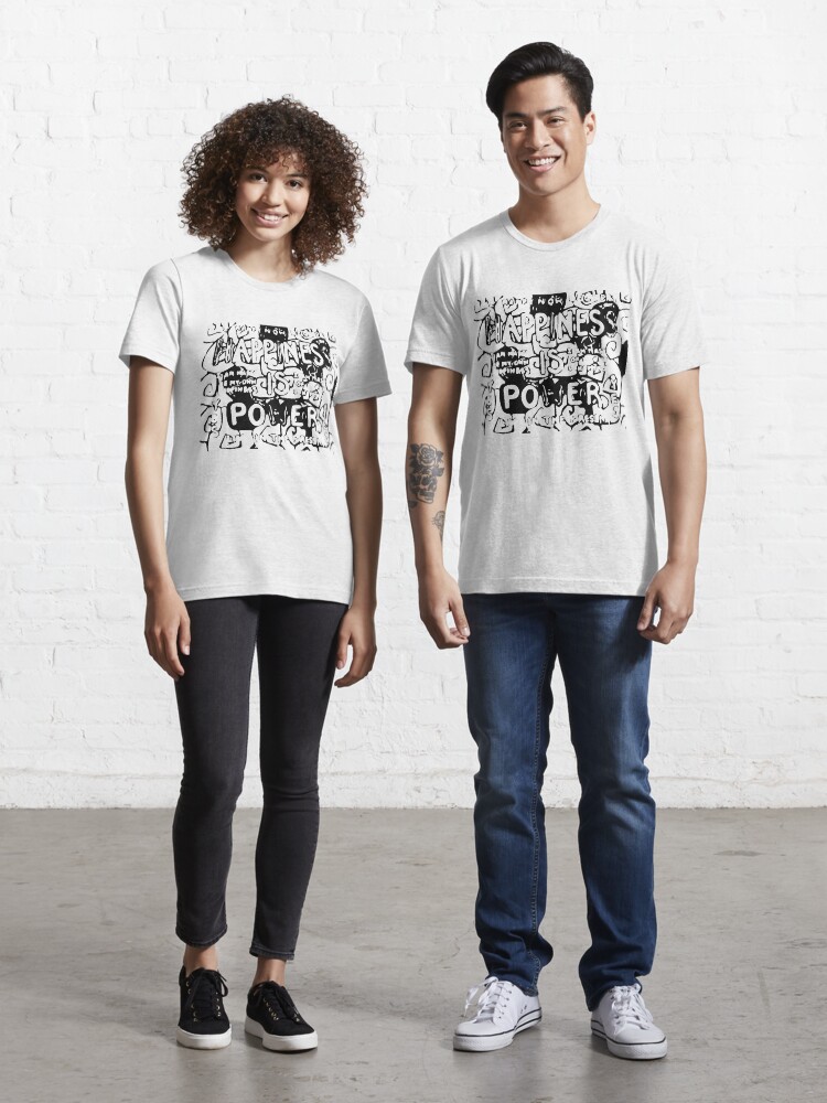 Thumbnail 1 of 7, Essential T-Shirt, Happiness is Power v2 - Black and Transparent designed and sold by William Pate.