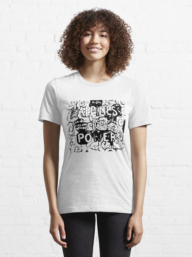 Thumbnail 6 of 7, Essential T-Shirt, Happiness is Power v2 - Black and Transparent designed and sold by William Pate.