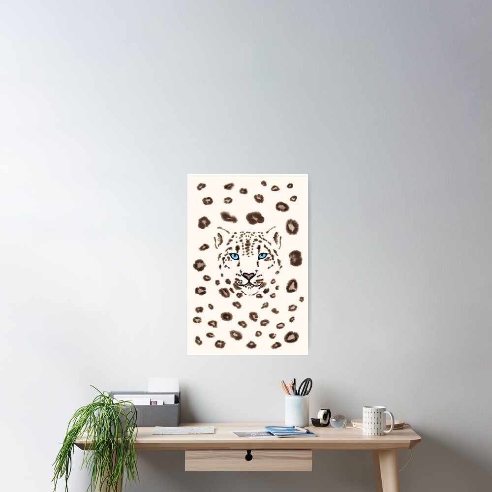 Watercolor Snow Leopard 2 Poster