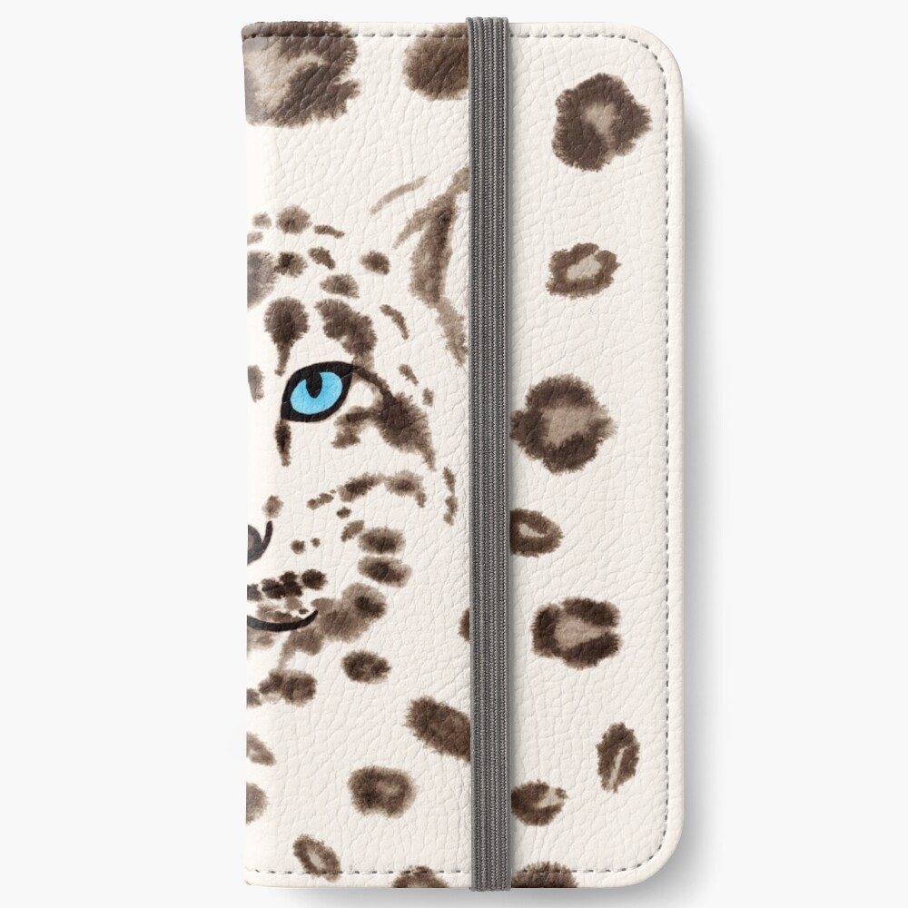 Watercolor Snow Leopard iPhone Wallet