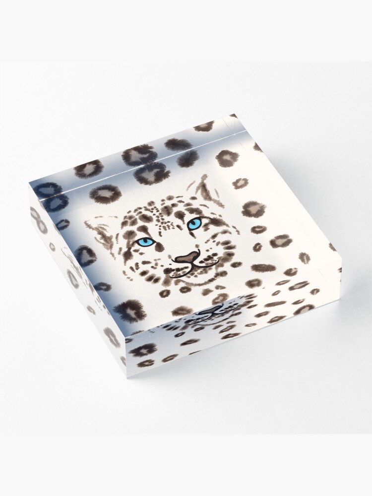 Alternate view of Watercolor Snow Leopard Acrylic Block
