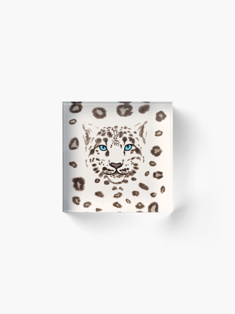 Alternate view of Watercolor Snow Leopard Acrylic Block