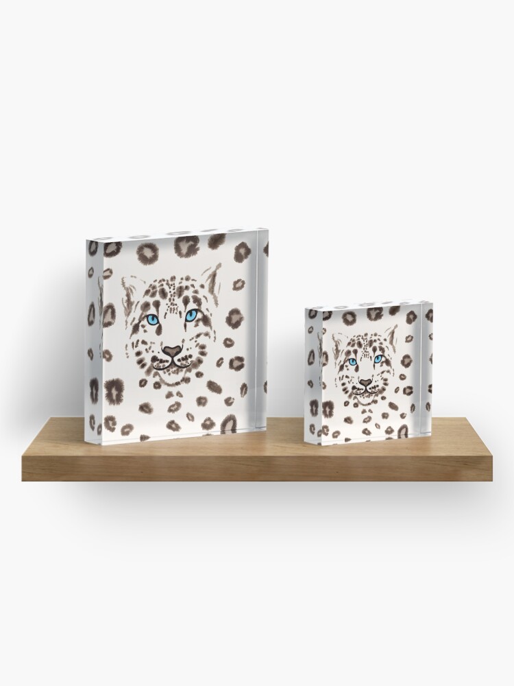 Alternate view of Watercolor Snow Leopard Acrylic Block