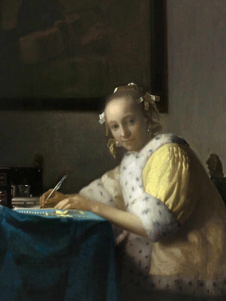 A Lady Writing Oil Painting by Johannes Vermeer by podartist