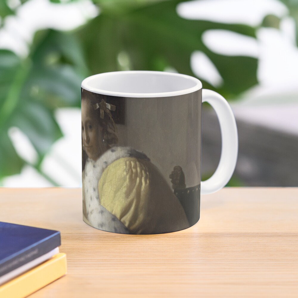 A Lady Writing Oil Painting by Johannes Vermeer Mug