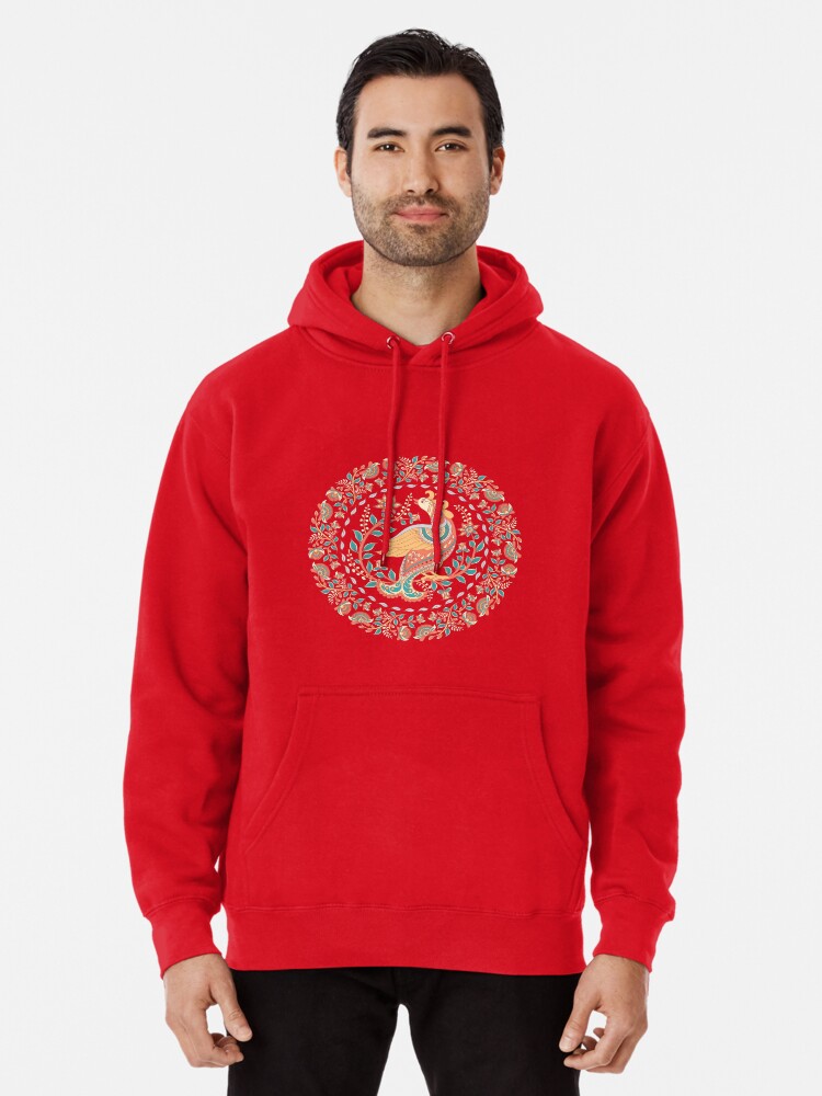 Cotton Hoodie Hoodie Indian Style Circular Ornament With A Bird - Main Image