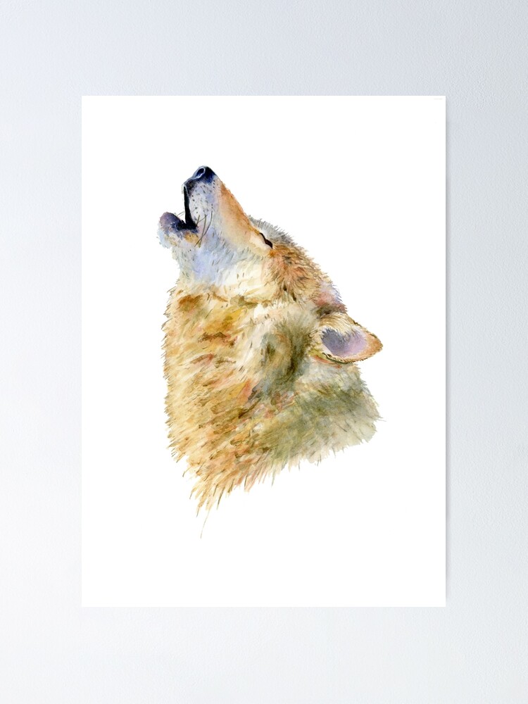 Póster «Lobo aullando en acuarela de Acuarelas de Julia» de ArtFromTheBarn  | Redbubble