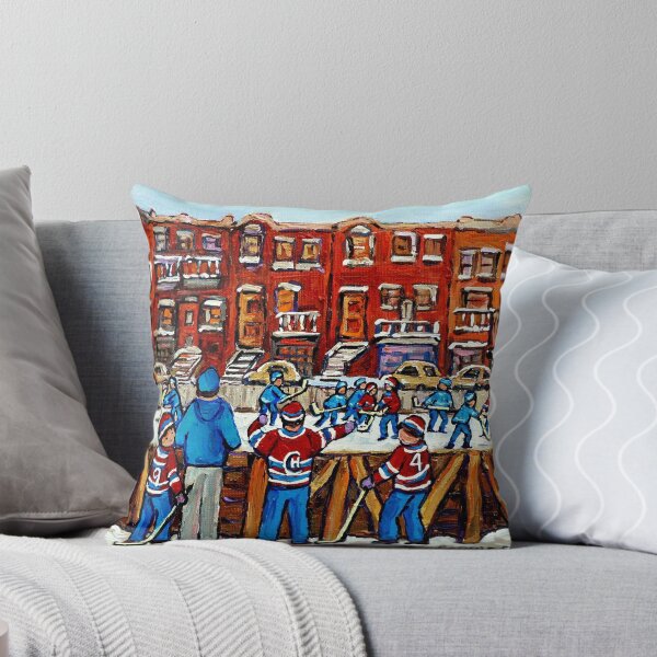 Item preview, CANADIAN PAINTINGS OUTDOOR HOCKEY RINK IN THE CITY MONTREAL WINTER SCENES designed and sold by Carole  Spandau.