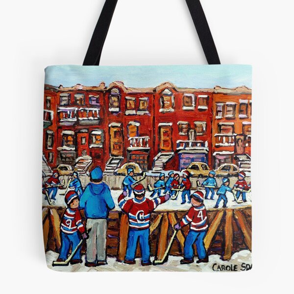 Item preview, CANADIAN PAINTINGS OUTDOOR HOCKEY RINK IN THE CITY MONTREAL WINTER SCENES designed and sold by Carole  Spandau.