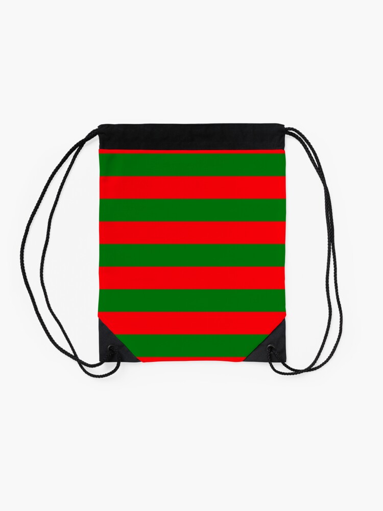 Alternate view of Red and Green Christmas Cabana Stripes Drawstring Bag