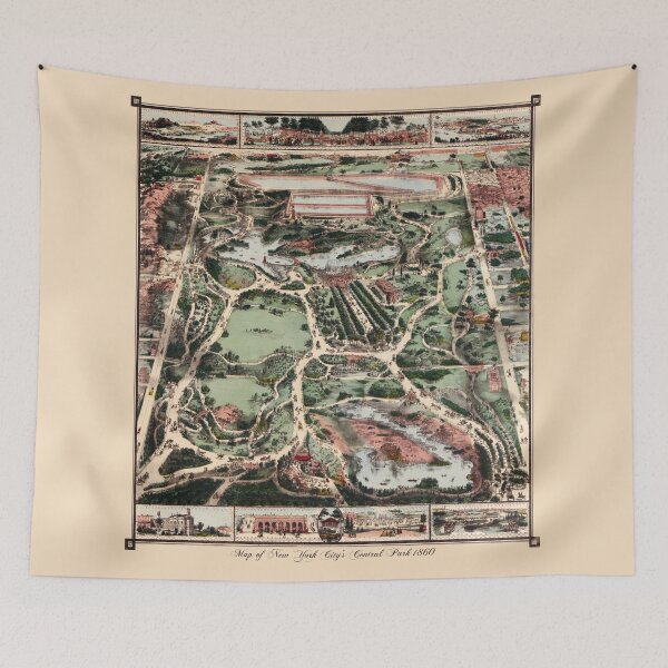 Item preview, Antique map of NYC Central Park from 1860 designed and sold by Glimmersmith.