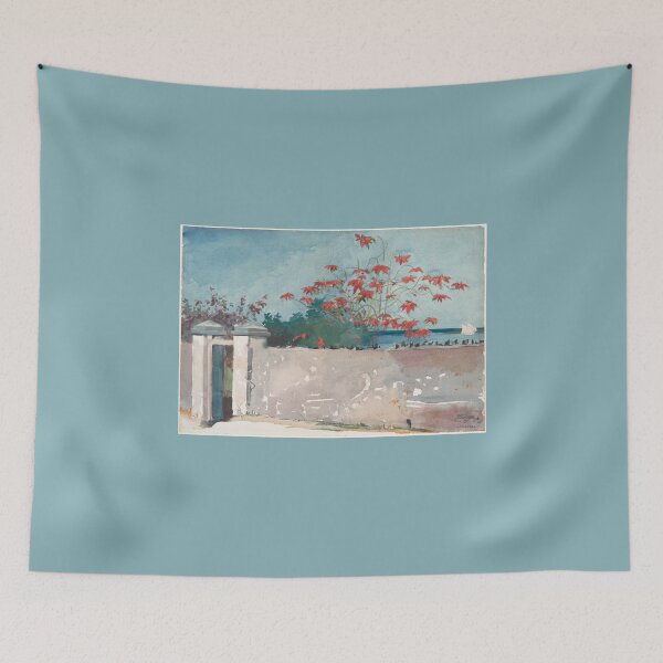 Artikelvorschau, Winslow Homer, A Wall, Nassua, Bahamas, 1898. Wunderschönes tropisches, sonniges Frühlingsaquarell-Kunstgemälde entworfen und verkauft von kierkegaard.