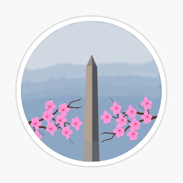 Cherry Blossom Washington Monument Sticker