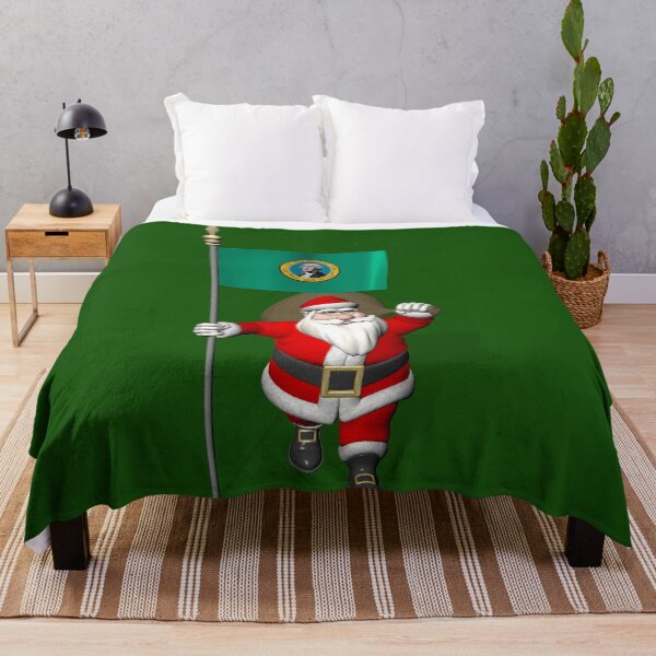 Aperçu de l'œuvre Santa Claus With Flag Of Washington créée et vendue par Mythos57.
