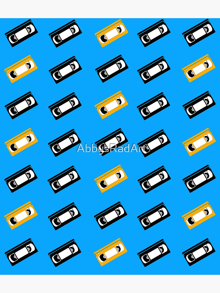 "VHS Cassette Tapes Collection Orange Tapes Blue" Sticker for Sale by