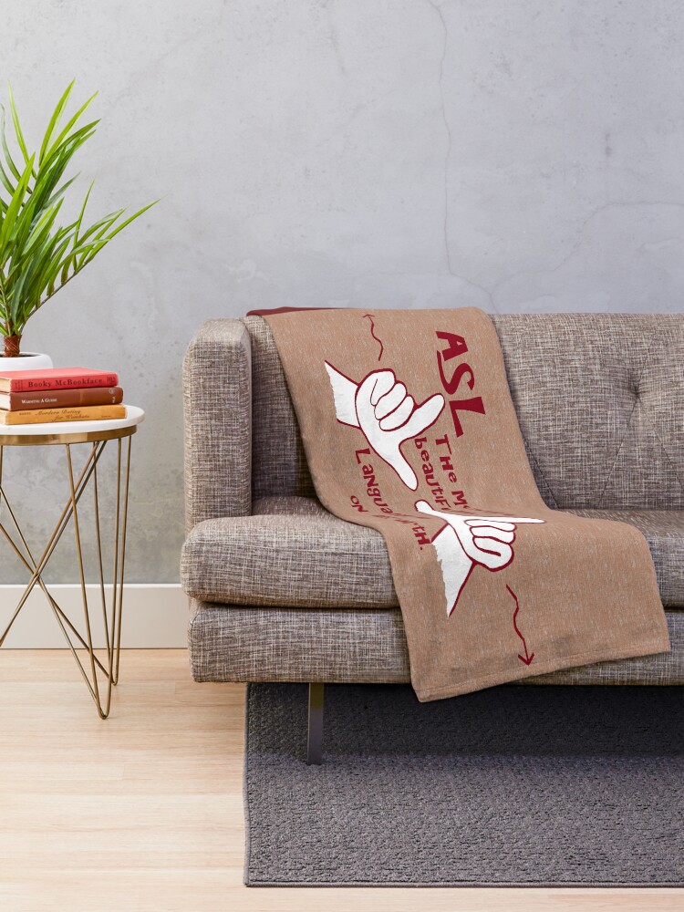 "ASL The Most Beautiful Language" Throw Blanket for Sale by EloiseArt Redbubble