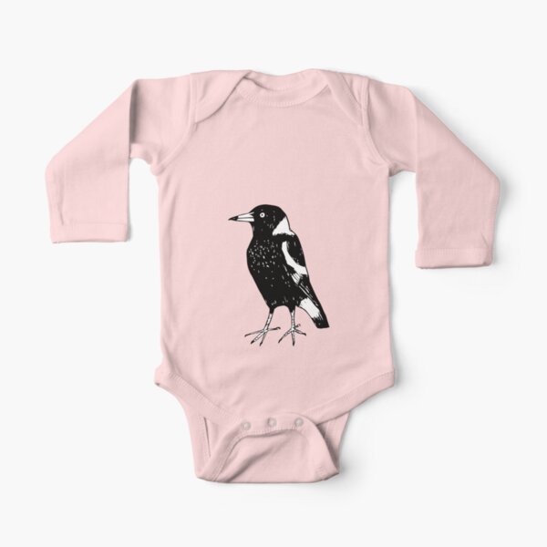 Max the Magpie - Raising funds for BirdLife Australia Long Sleeve Baby One-Piece