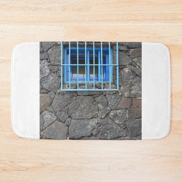 Item preview, Blue toilet window in lava brick wall designed and sold by Hilbert72.