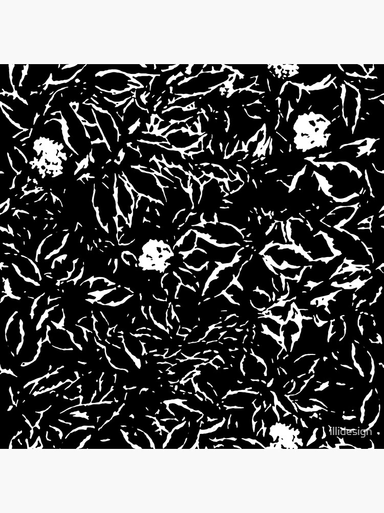 Black & White leaves and flowers by illidesign