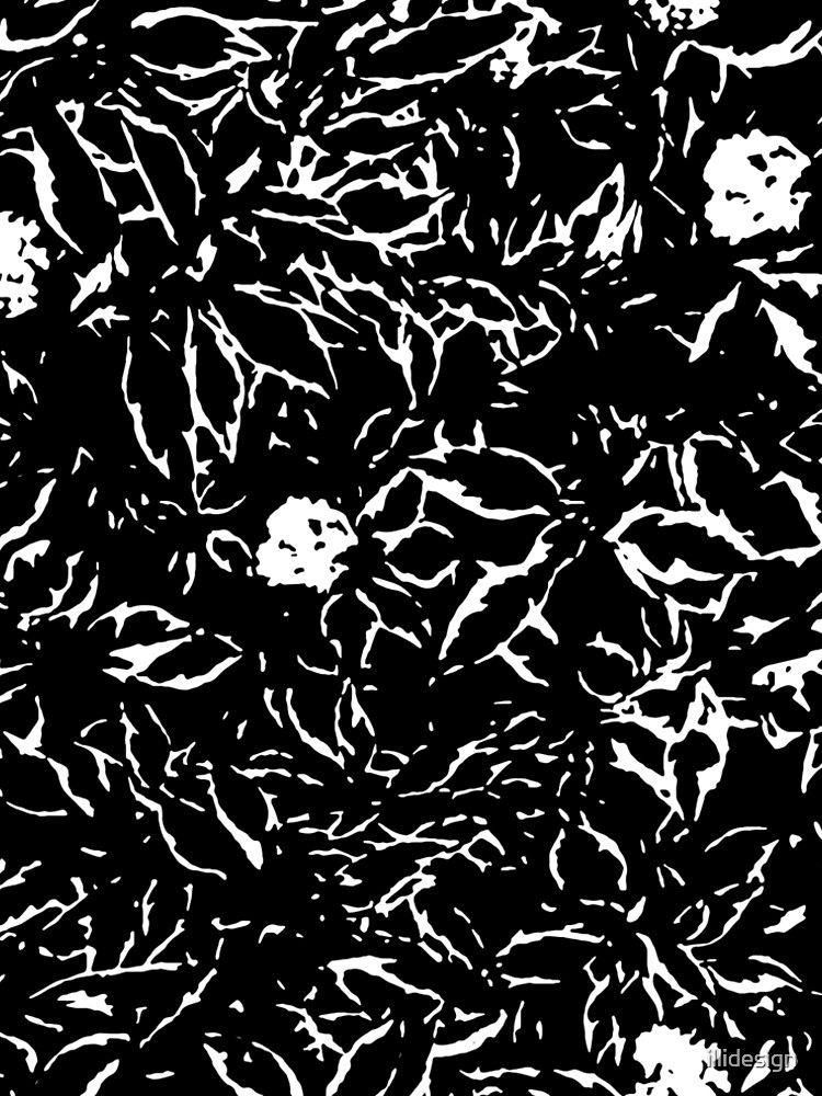 Black & White leaves and flowers by illidesign