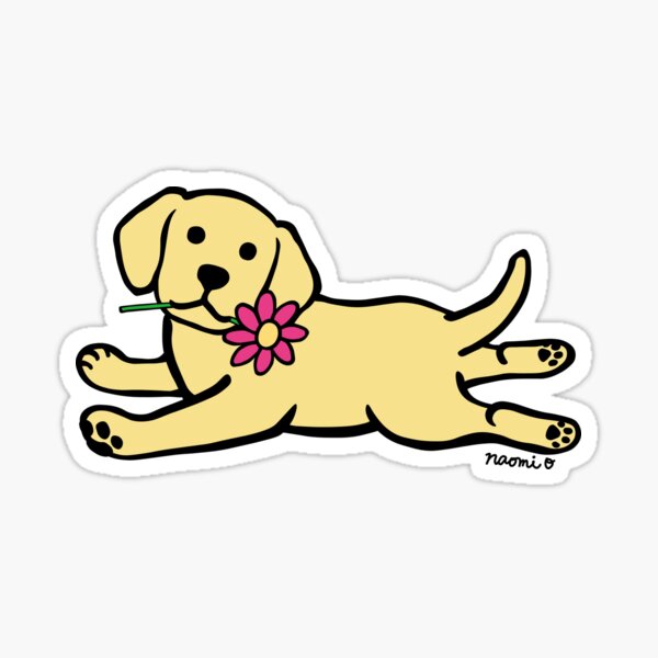 Yellow Labrador Puppy and Daisy Sticker