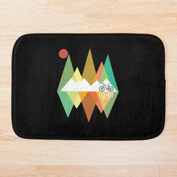 Mountain Biking Geometric Distressed Bath Mat