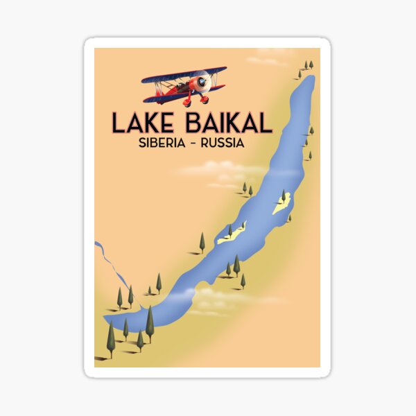 Lake Baikal Siberia Map Travel Poster Sticker For Sale By   St,small,507x507 Pad,600x600,f8f8f8.u2 