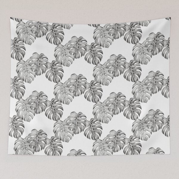 Item preview, Black and White Monstera Leaf Pattern designed and sold by Ivy Lily Art.