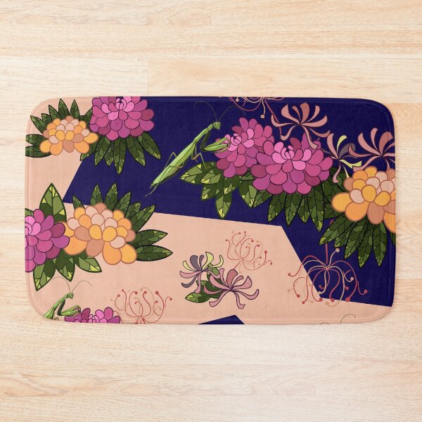Item preview, Mantis and peony on navy designed and sold by patternsbymira.