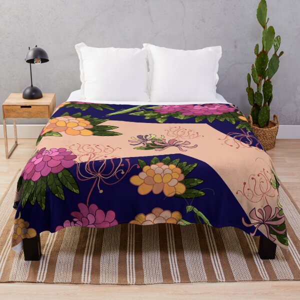 Item preview, Mantis and peony on navy designed and sold by patternsbymira.