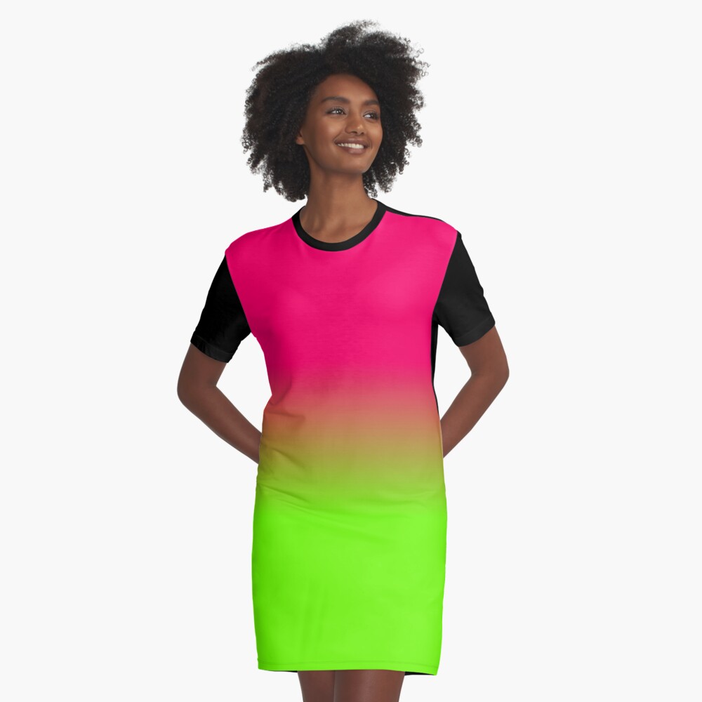 pink neon t shirt dress