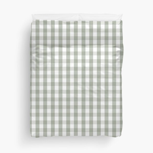 Desert Sage Grey Green and White Gingham Check Duvet Cover