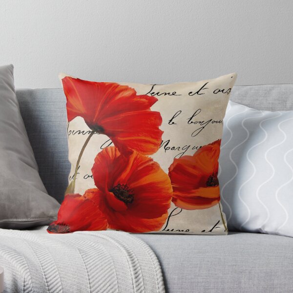 Red poppy best sale throw pillows