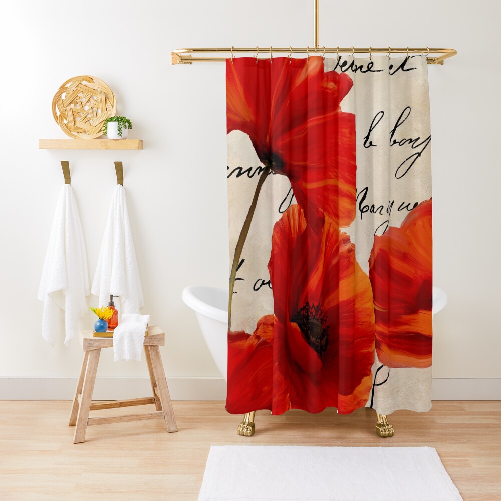 Coquelicots Rouge I Shower Curtain