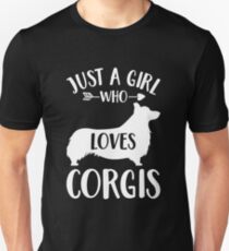 Just a Girl Who Loves Corgis Gift for Dog Lover Girls Corgi Slim Fit T-Shirt